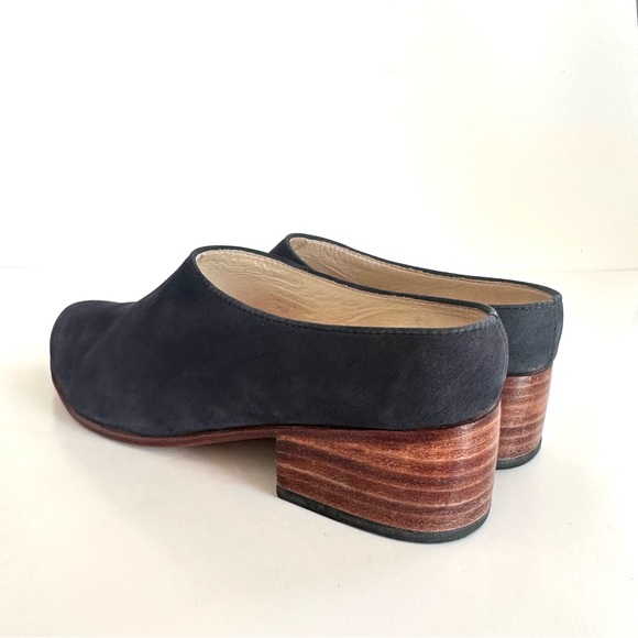 NISOLO SOPHIA INDIGO BLUE LEATHER NUBUCK BLOCK-HEEL SLIP-ON MULES. SzUS6/EU36 - Picture 6 of 11